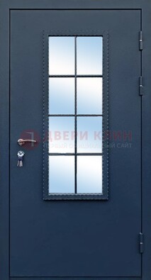 Темная металлическая дверь порошок со стеклом ДС-34 в Самаре