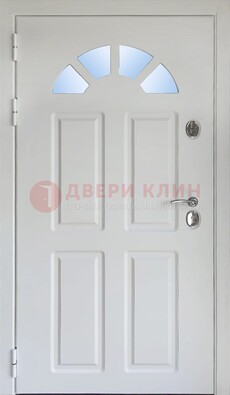 Белая стальная дверь МДФ со стеклом для дома ДС-37 в Самаре