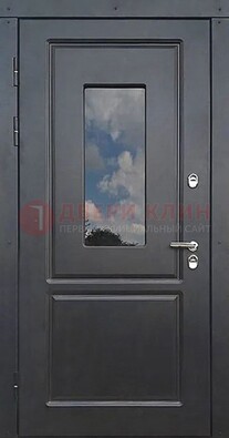 Чёрная металлическая дверь со стеклом ДС-77 в Самаре