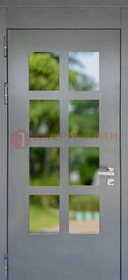 Серая металлическая дверь со стеклом ДС-78 в Самаре