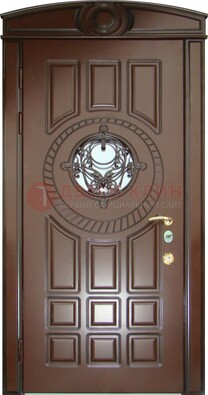 Шоколадная металлическая дверь Винорит со стеклом и ковкой ДСК-269 в Самаре