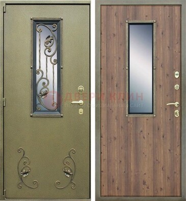 Офисная железная дверь со стеклом и ковкой ДСК-44 в Самаре