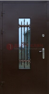 Надежная металлическая дверь со стеклом и ковкой ДСК-47 в Самаре