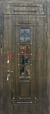 Зеленая входная дверь со стеклом и ковкой ДСК-67 в Самаре