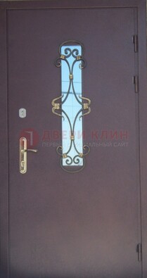 Металлическая дверь со стеклом и ковкой ДСК-77 в Самаре