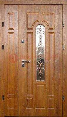 Стальная дверь со стеклом и цветной ковкой ДСК-78 для панельного дома в Самаре