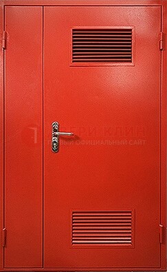 Красная железная техническая дверь с вентиляционными решетками ДТ-4 в Самаре