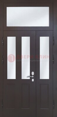 Черная тамбурная дверь со стеклянными вставками ДТМ-38 в Самаре