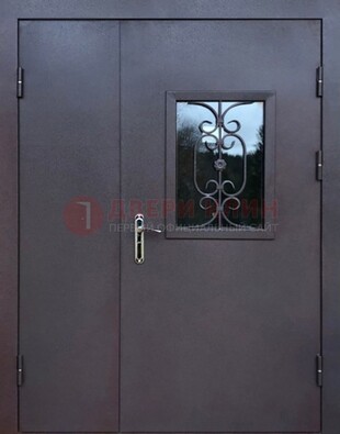 Тамбурная дверь Порошок со стеклом и ковкой ДТМ-48 в Самаре