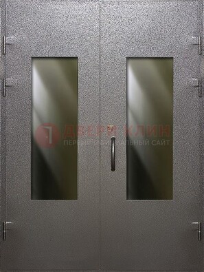 Серая тамбурная дверь со стеклянными вставками ДТМ-8 в Самаре