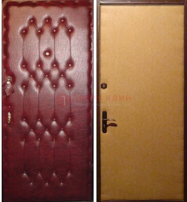 Бордовая металлическая дверь с винилискожей ДВ-1 в Самаре