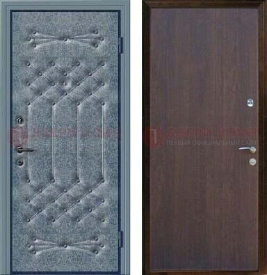 Серая металлическая дверь с винилискожей ДВ-35 в Самаре