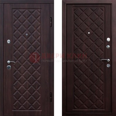 Коричневая металлическая дверь с МДФ с двух сторон ДМ-1555 в Самаре