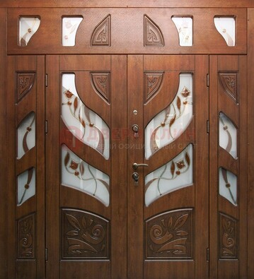 Элитная двухстворчатая дверь с витражным стеклом ДВТ-173 в Самаре
