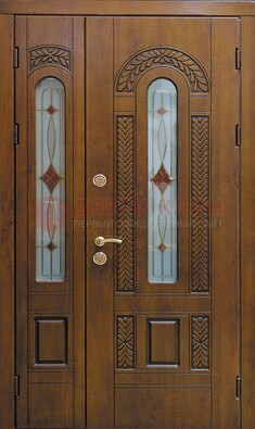 Темная стальная дверь с виноритом и стеклом ДВТ-179 в Самаре