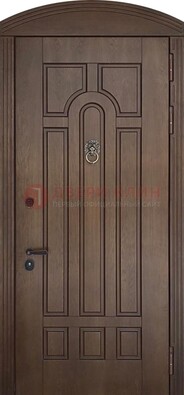 Коричневая стальная дверь с виноритом в форме арки ДВТ-237 в Самаре