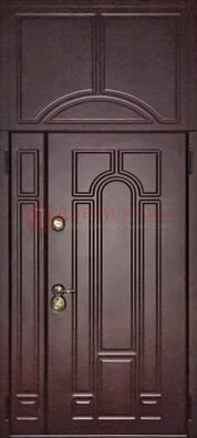 Коричневая железная дверь с виноритом и верхней фрамугой ДВТ-243 в Самаре