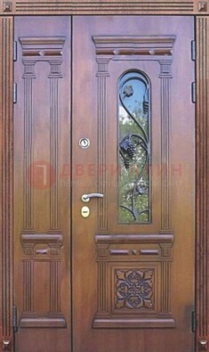 Железная коричневая филенчатая дверь с виноритом и МДФ ДВТ-85 в Самаре