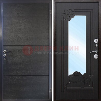Темная Железная дверь c виноритом и МДФ с зеркалом ДЗ-119 в Самаре