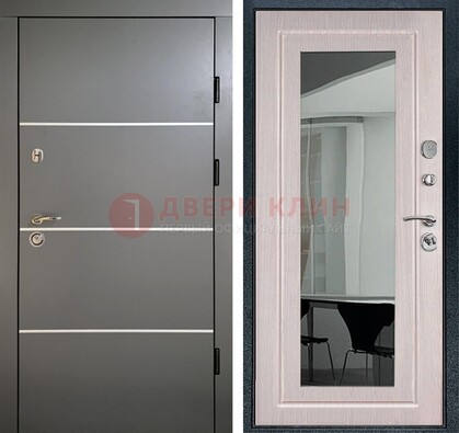 Черная металлическая дверь с зеркалом ДЗ-12 в Самаре