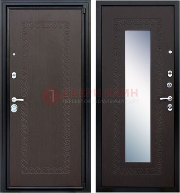 Темная стальная дверь с зеркалом ДЗ-20 в Самаре