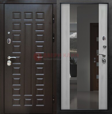 Коричневая металлическая дверь с зеркалом ДЗ-22 в Самаре