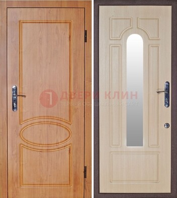 Светлая железная дверь с зеркалом ДЗ-24 в Самаре