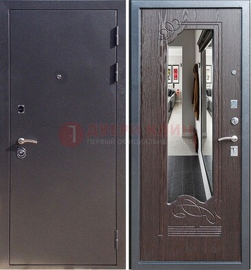 Черная входная дверь с зеркалом МДФ внутри ДЗ-29 в Самаре