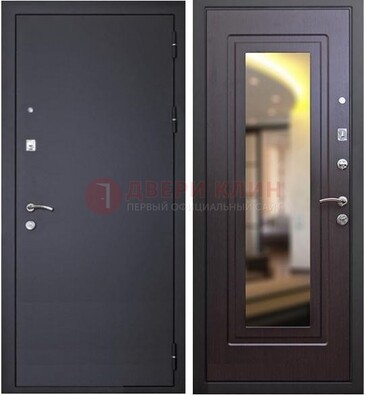 Черная железная дверь с зеркалом ДЗ-30 в Химках