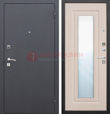 Черная входная дверь с зеркалом МДФ внутри ДЗ-31 в Самаре