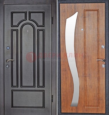 Темная железная дверь с зеркалом ДЗ-35 в Самаре