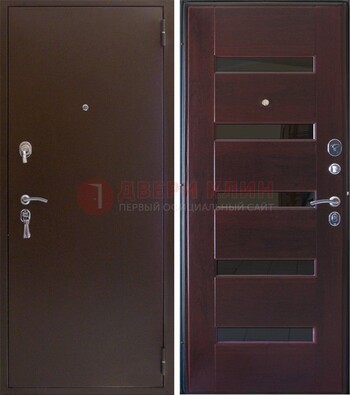 Темная железная дверь с зеркалом ДЗ-42 в Самаре