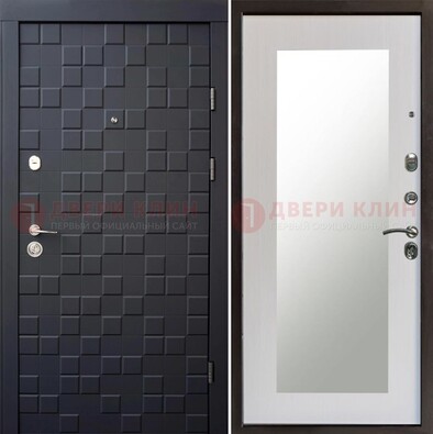 Черная стальная дверь МДФ и зеркалом ДЗ-50 в Самаре