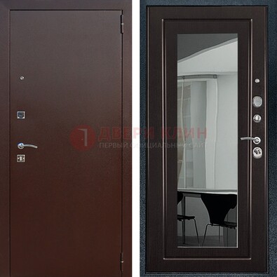 Металлическая дверь с порошковым напылением с МДФ и зеркалом ДЗ-61 в Самаре