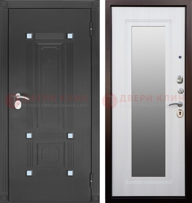 Стальная черная дверь МДФ с зеркалом ДЗ-76 в Самаре