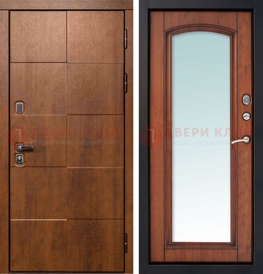 Белая филенчатая дверь с фрезерованной МДФ и зеркалом ДЗ-81 в Самаре