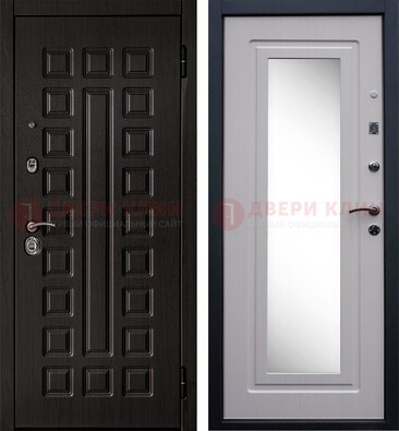 Черная филенчатая металлическая дверь МДФ с зеркалом ДЗ-83 в Самаре