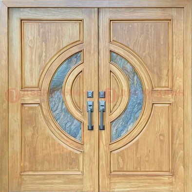 Двухстворчатая металлическая дверь с витражом ВЖ-11 в Самаре