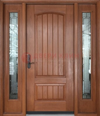 Стальная дверь с массивом дуба и витражом для дома ВЖ-17 в Самаре