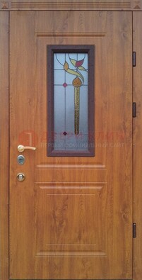 Железная дверь с МДФ и витражом ВЖ-24 в Самаре